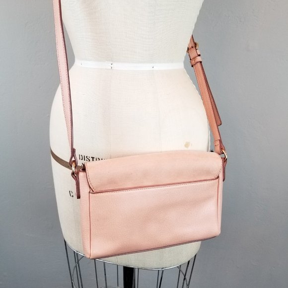 Lauren Conrad Poesie Scalloped Blush Leather Cross Body Purse Rose Gold Details - Picture 7 of 8